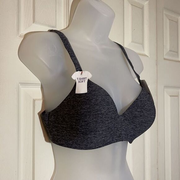 Hanes Cool Comfort Ultimate Tee Shirt Bra Dark Gray 36B NWT - Picture 3 of 14